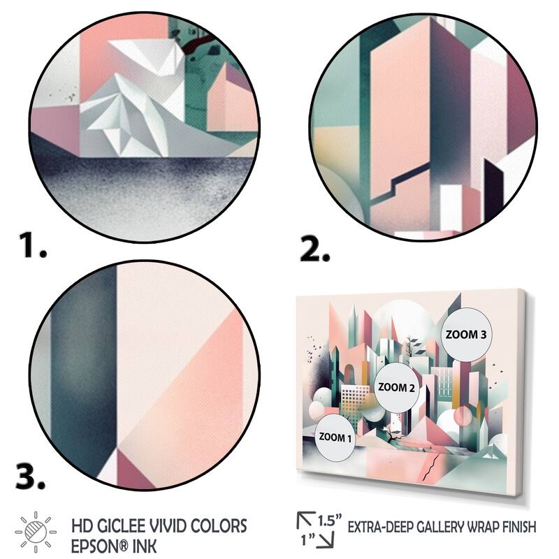 Designart "Pink And Green Surreal Horizons Ii" Abstract Landscape